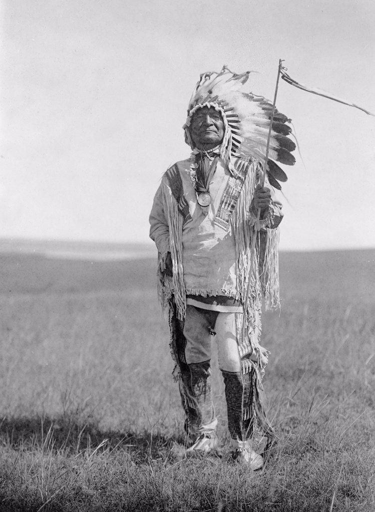 Edward S. Curits Native American Indians - Photograph shows Sitting Bear, an Arikara chief circa 1908.