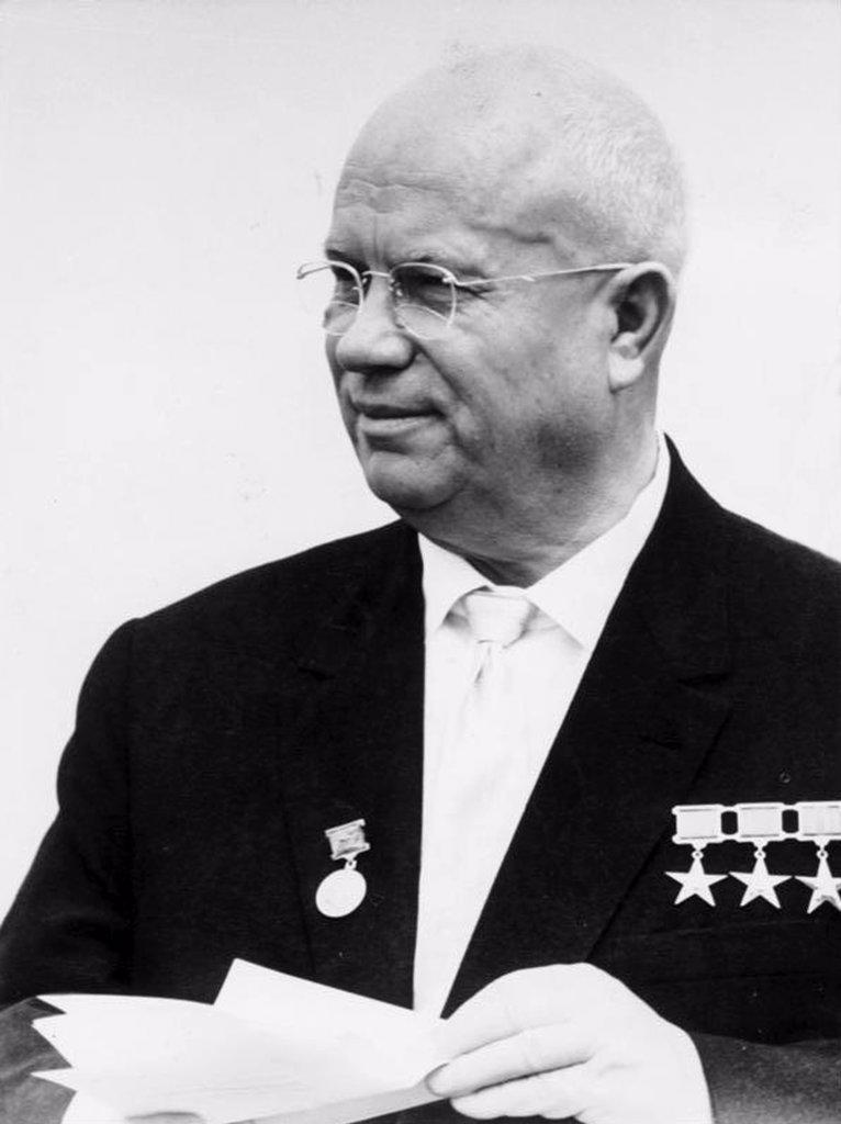 Nikita Sergeyevich Khrushchev (April 15, 1894 – September 11, 1971) led the Soviet Union during part of the Cold War. He served as First Secretary of the Communist Party of the Soviet Union from 1953 to 1964, and as Chairman of the Council of Ministers, or Premier, from 1958 to 1964. Khrushchev was responsible for the partial de-Stalinization of the Soviet Union, for backing the progress of the early Soviet space program, and for several relatively liberal reforms in areas of domestic policy. Khrushchev's party colleagues removed him from power in 1964, replacing him with Leonid Brezhnev as First Secretary and Alexei Kosygin as Premier.