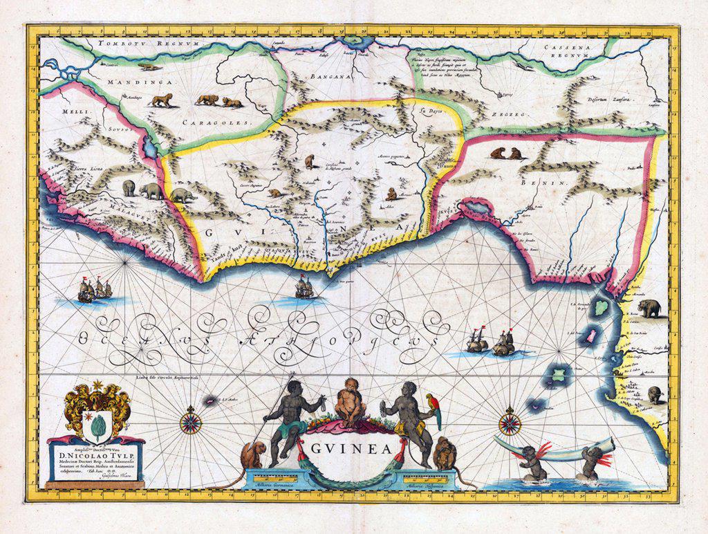 Map of Guinea and surrounding regions. The Benin Kingdom is indicated in the east. Amsterdam, Blaeu, J. & G. 1640-50.