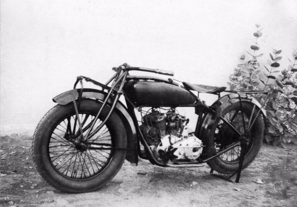 Photo of Indian Scout Motorcycle circa 1931.