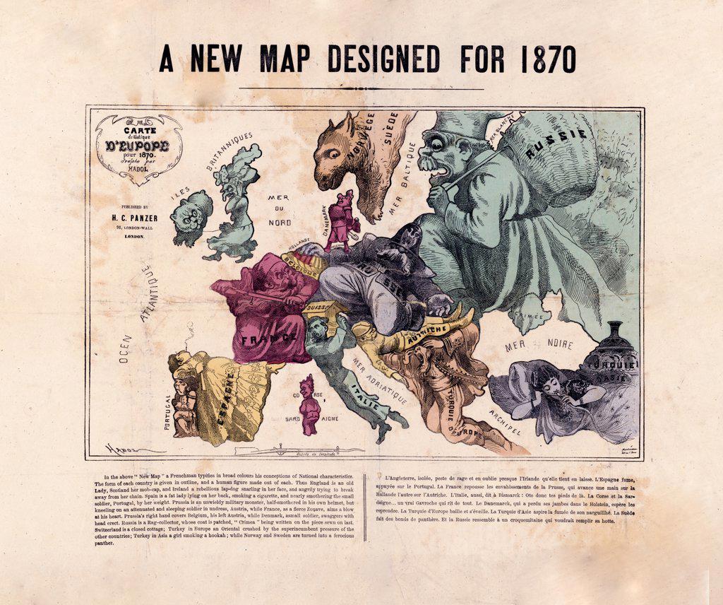 A new map designed for 1870 Europe . 