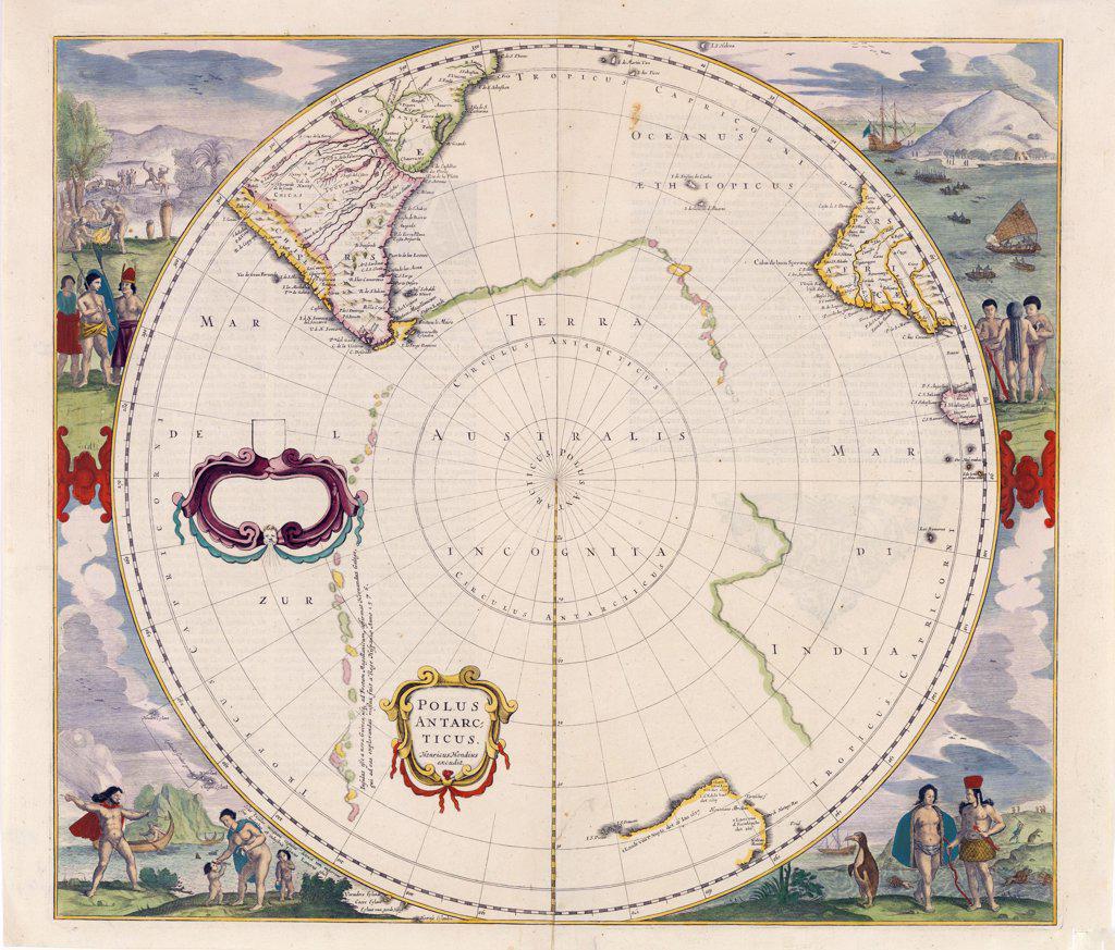 Polus Antarcticus Terra Australis Incognita / Henricus Hondius excudit ca. 1639 - - Mandatory Photo Credit: TAHO. 