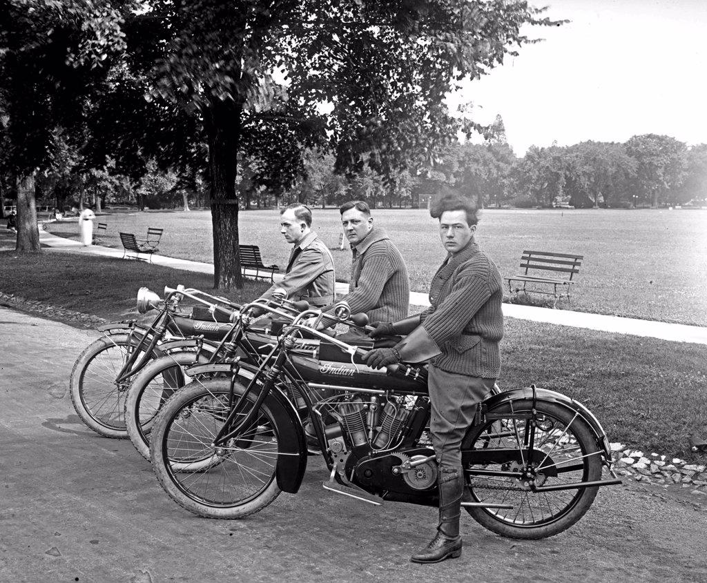 Motorcycle team ca.  between 1910 and 1926.