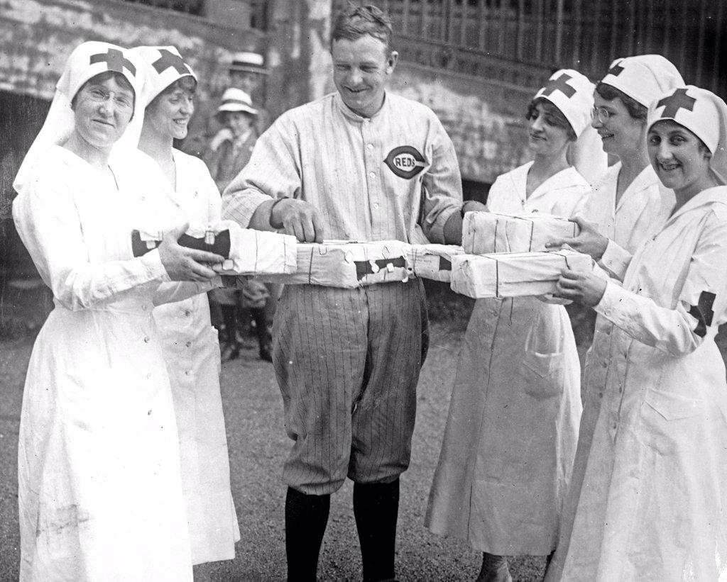 American Red Cross, Christy Mathewson, ball player, contributing to Red Cross War Fund, Cincinnati. ca.  between 1910 and 1920.