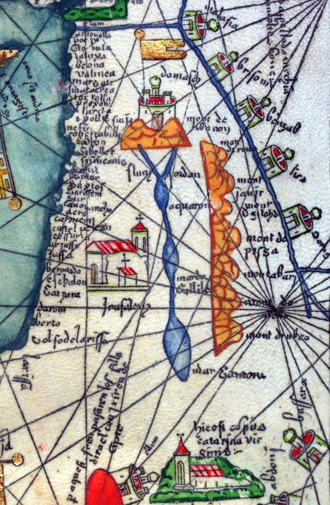 Spain/Catalonia: Israel, Palestine and Jordan as represented in the Catalan Atlas, by the Jewish illustrator Cresques Abraham, 1375
