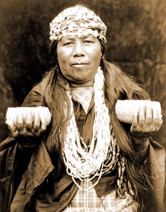 Edward S. Curits Native American Indians - Athapascan Hupa woman from northwestern California circa 1923.