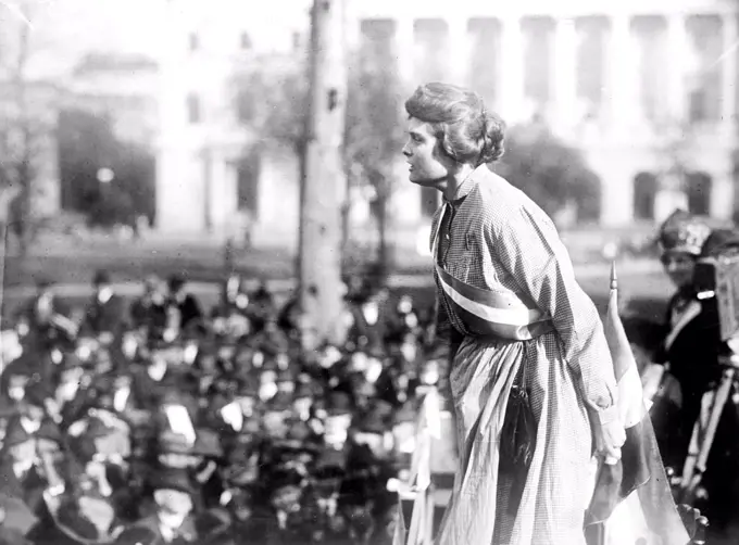 Woman Suffrage Movement - Woman suffragette Lucy Branham speaking circa 1919.