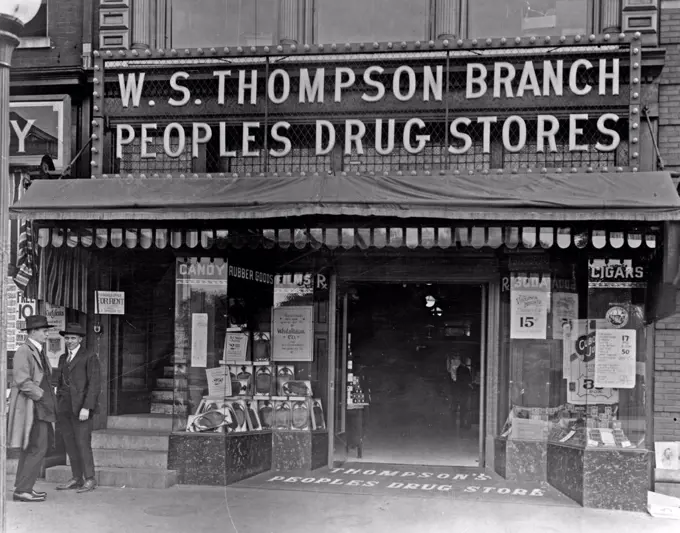 Display windows of People's Drug Store, W.S. Thompson Branch, 15th and New York Ave., Washington, D.C. ca. between 1909 and 1932.