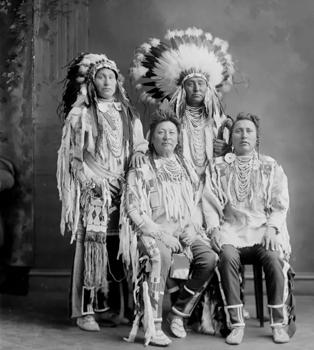 Group photo of Crow Indians (taken ca. 1905-1945). 