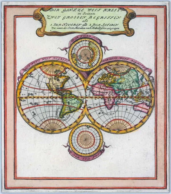 Der gantze Welt Kreis in seinen zwey grossen Begriffen als 1 dem Neueren und 2 dem Alteren ca. 1665-1714  Credit: UBC Library