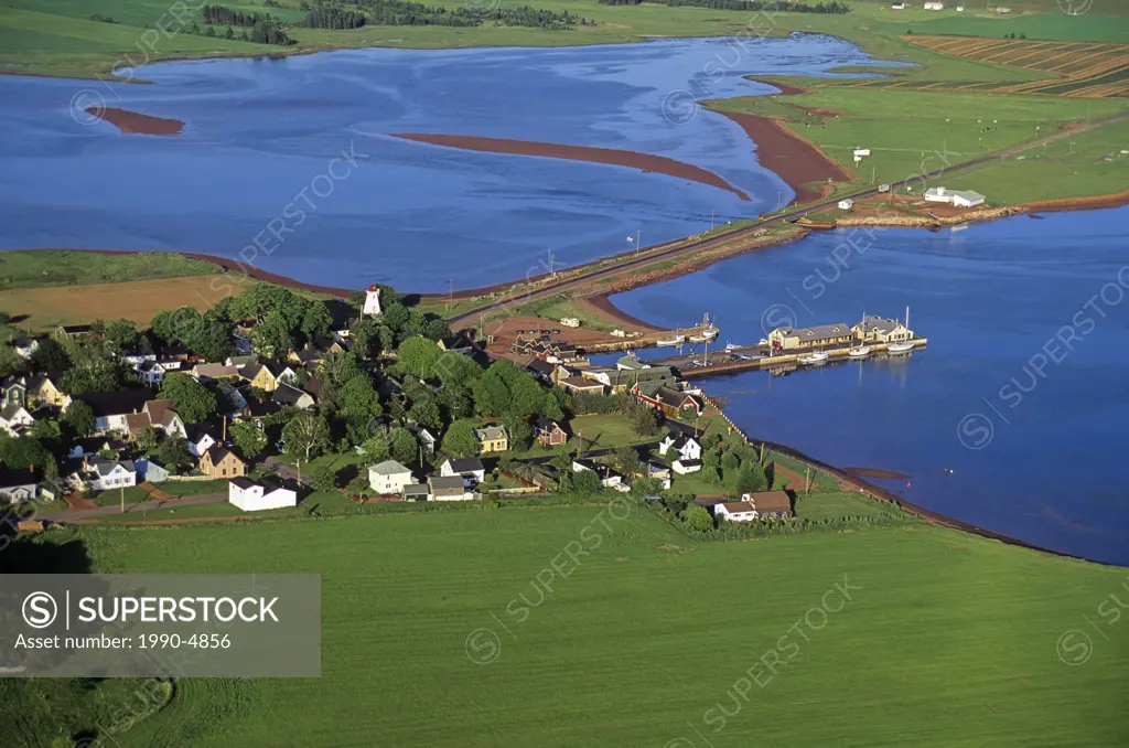 Aerial of the town of Victoria, Prince Edward Island, Canada