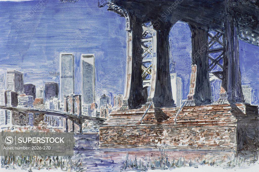 Stock Photo: 2026-270 Under Manhattan Bridge, Brooklyn 1992 Anthony Butera (b.20th C.) Monotype