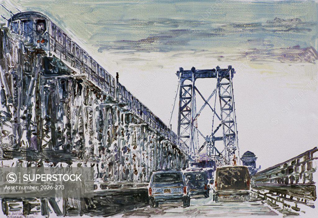 Stock Photo: 2026-273 Williamsburg Bridge 1991 Anthony Butera (b.20th C.) Monotype