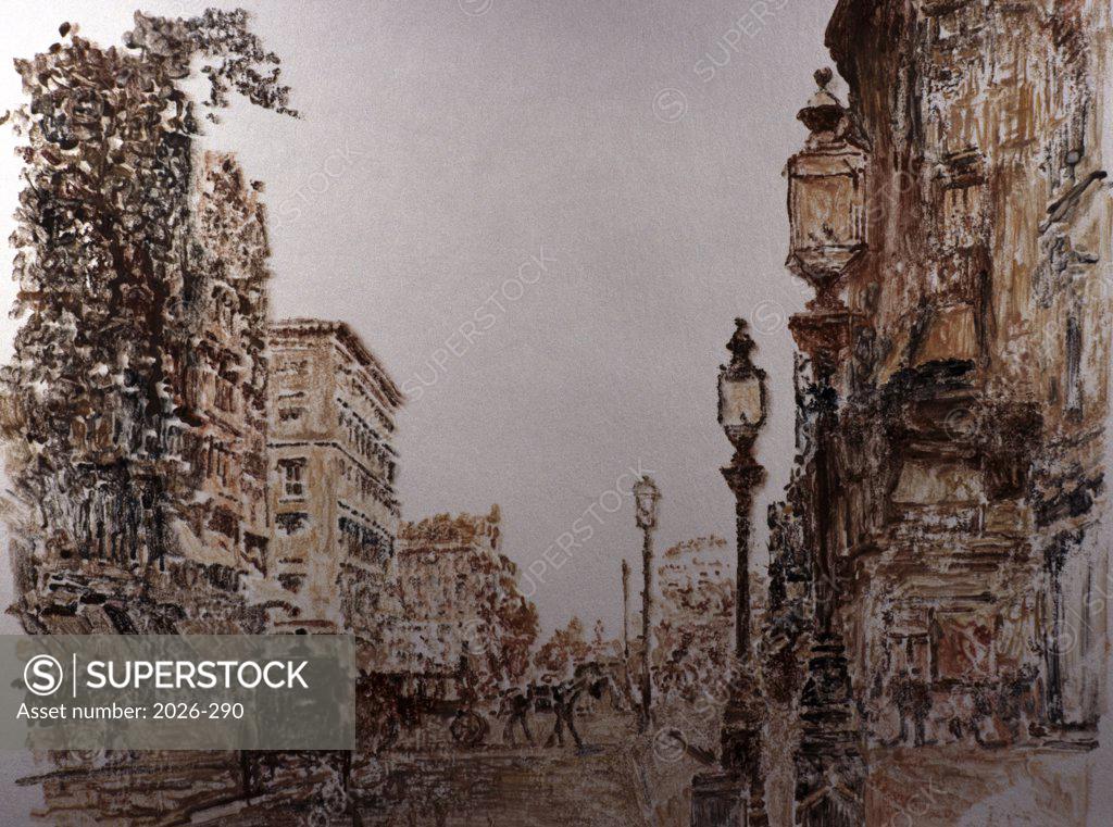 Stock Photo: 2026-290 NYC, 5th Ave. 1890’s 1988 Anthony Butera (b.20th C.) Watercolor