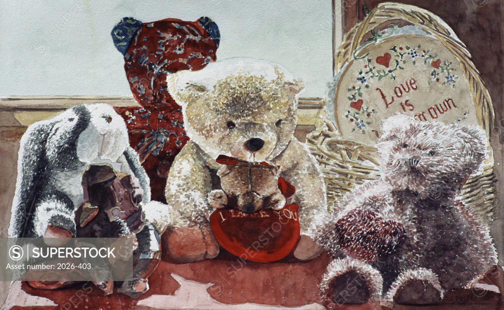 Stock Photo: 2026-403 Teddy Bears 2005 Anthony Butera (b.20th C.) Watercolor