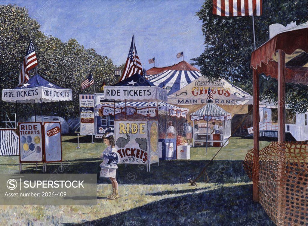 Stock Photo: 2026-409 Great American Circus 1985 Anthony Butera (b.20th C.) Oil