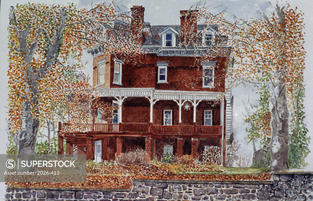 Stock Photo: 2026-413 Victorian Home, St. George, Staten Island, New York, 2008, Anthony Butera, (b.20th C.), Watercolor