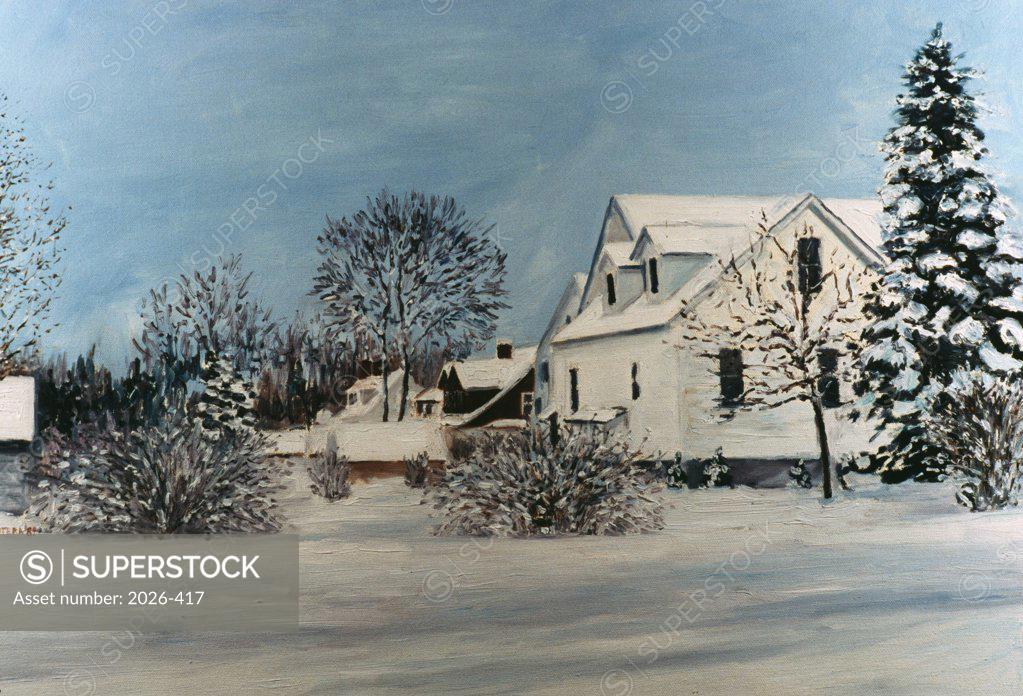 Stock Photo: 2026-417 Snow, Dongan Hills, Staten Island,  New York, 1985, Anthony Butera, (b.20th C.), Oil