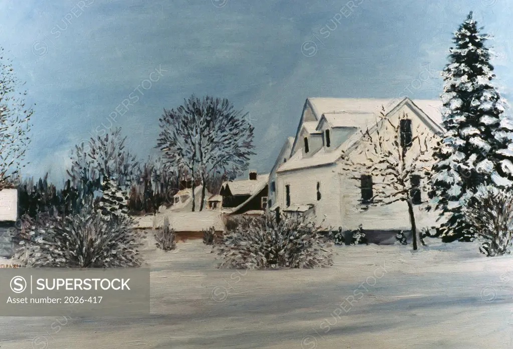 Snow, Dongan Hills, Staten Island,  New York, 1985, Anthony Butera, (b.20th C.), Oil