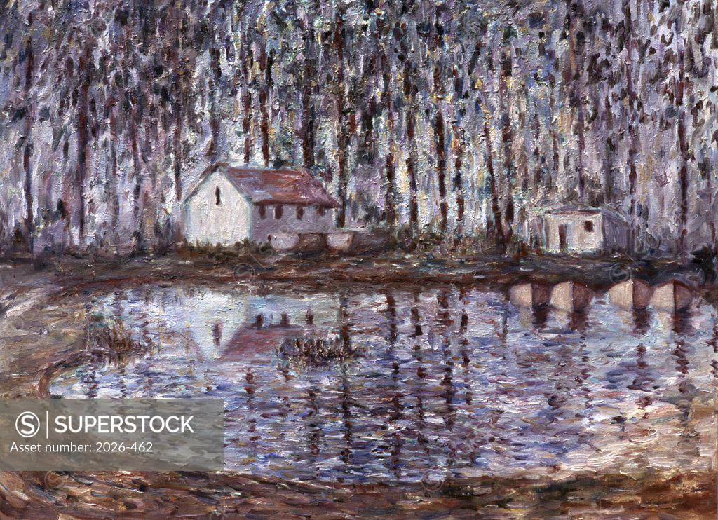 Stock Photo: 2026-462 House on a Pond, Anthony Butera, (b.20th C.), Oil