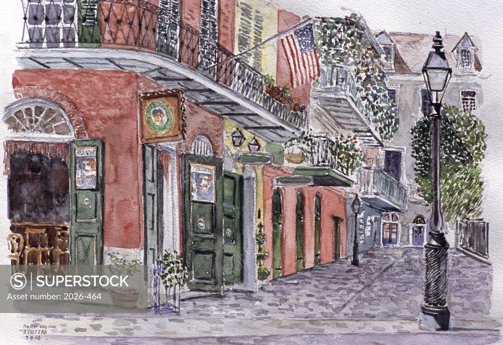 Stock Photo: 2026-464 Pirates Alley Cafe, New Orleans, Anthony Butera, (b.20th C.), Watercolor