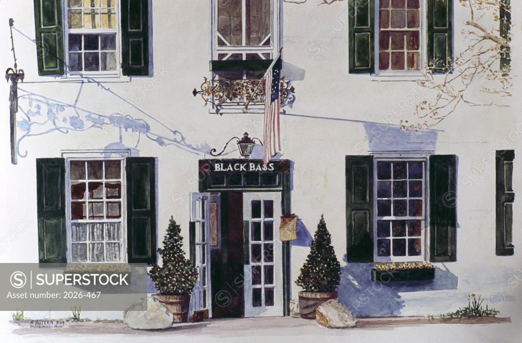 Stock Photo: 2026-467 Black Bass Inn, 15x20, Anthony Butera, (b.20th C.), Watercolor