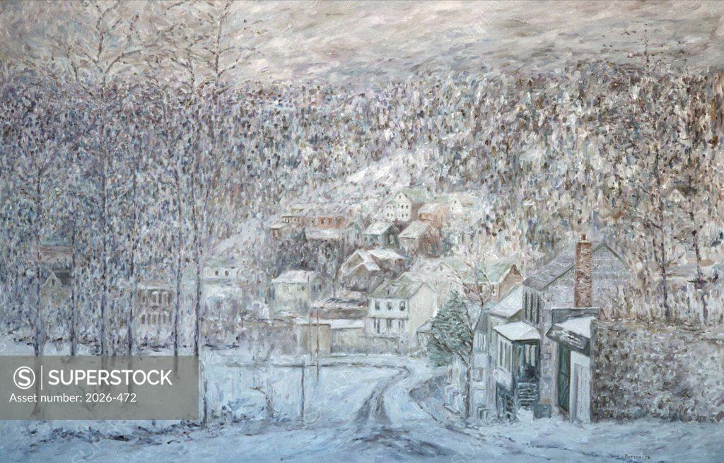 Stock Photo: 2026-472 Grove Street Snow, Anthony Butera, (b.20th C.), Watercolor