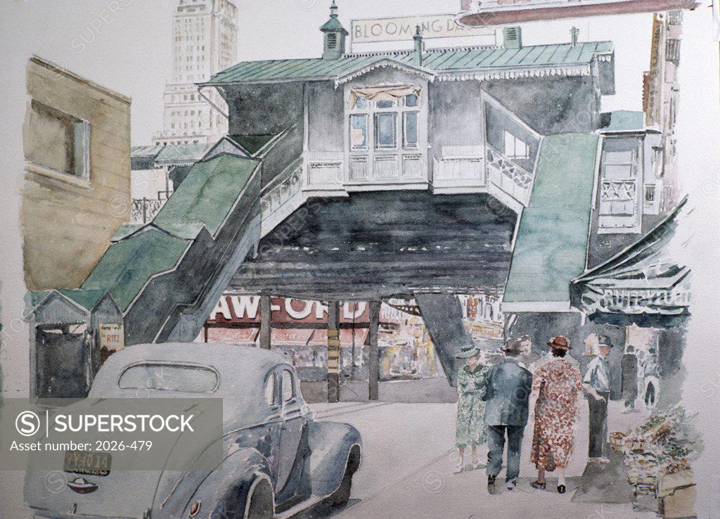 Stock Photo: 2026-479 Blooming Dale Station, 1985, Anthony Butera, (b.20th C.), Watercolor