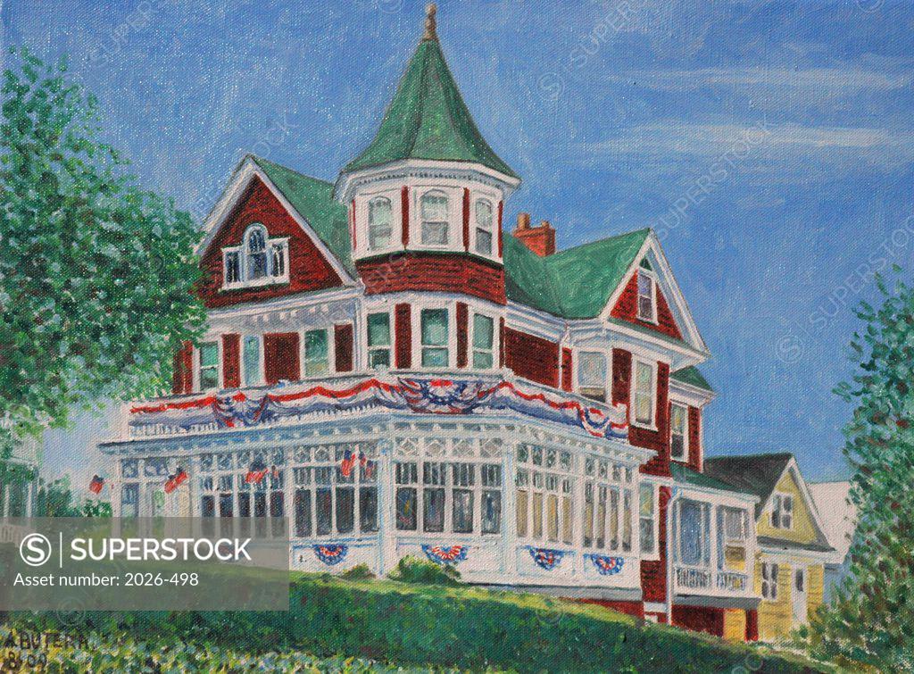 Stock Photo: 2026-498 USA, New York State, New York City, Staten Island, Tottenville, Victorian House II by Anthony Butera, watercolor painting, 2009, 21st century