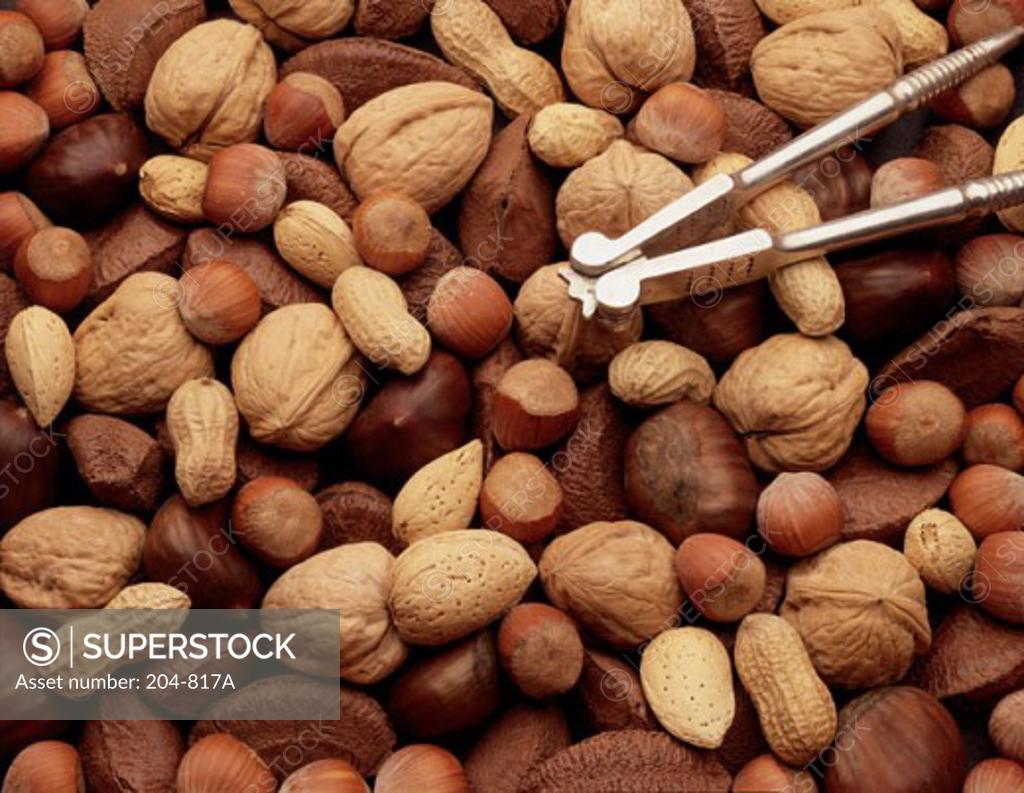Stock Photo: 204-817A Close-up of a nutcracker over assorted nuts