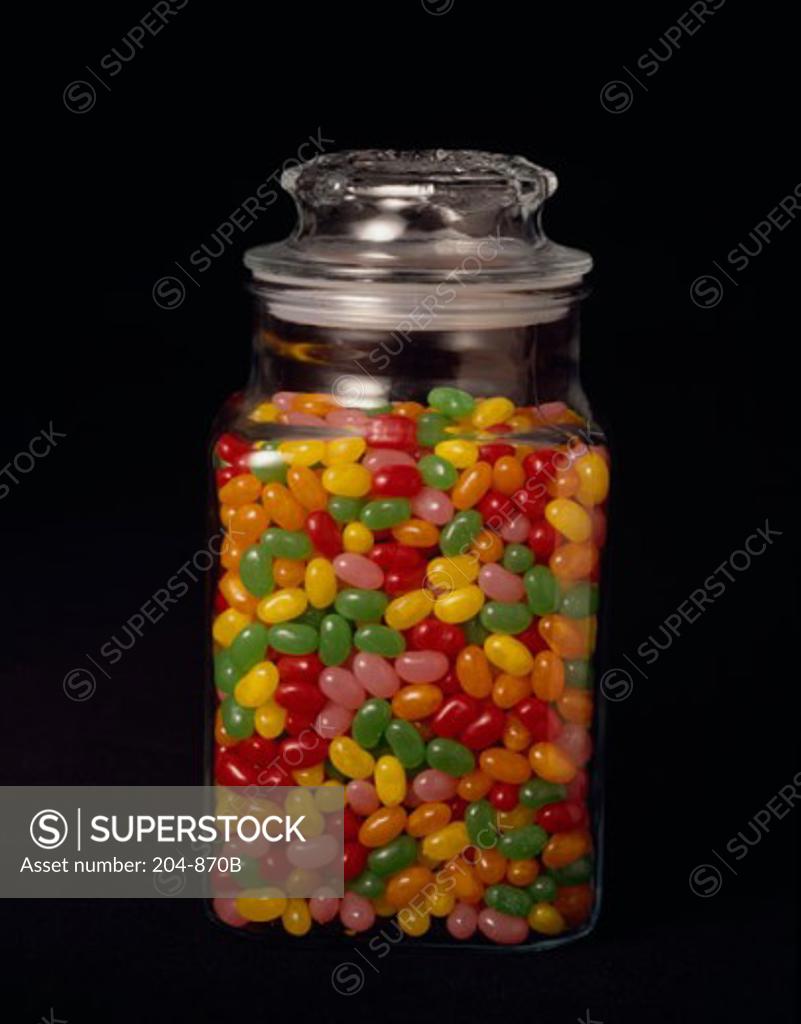 Stock Photo: 204-870B Close-up of jellybeans in a jar