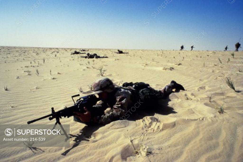 Stock Photo: 214-539 Saudi Arabia: Members of the 1st BN., 505th Parachute infantry Regt., & 82nd Airborne Training During Desert Shield