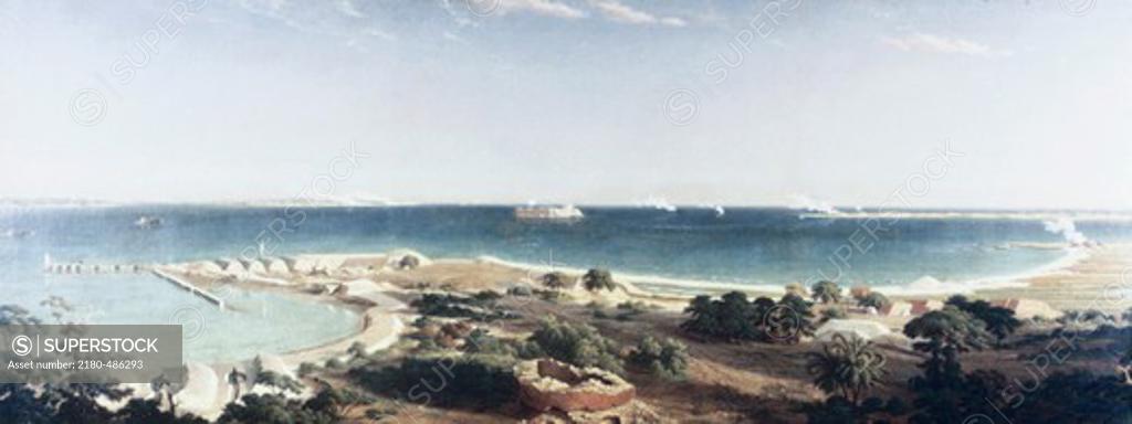Stock Photo: 2180-486293 Bombardment of Fort Sumter, April 3, 1861 Albert Bierstadt (1830-1902 American)