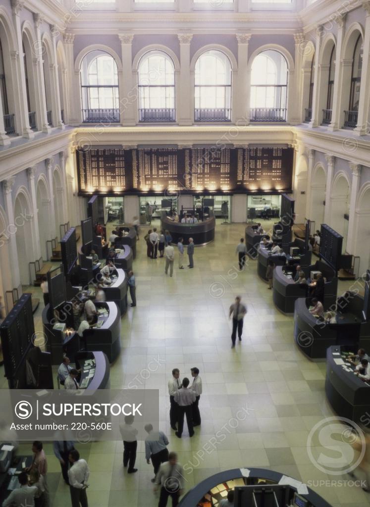 Stock Photo: 220-560E High angle view of a group of people in a stock exchange, Hamburg, Germany