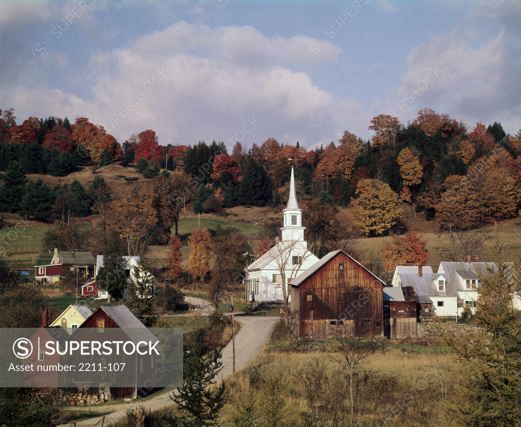 Stock Photo: 2211-107 Buildings in a town, Waits River Junction, Vermont, USA