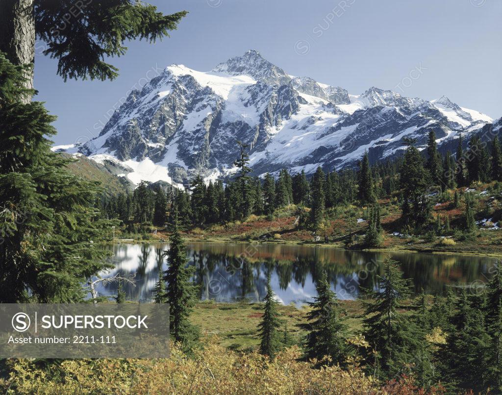 Stock Photo: 2211-111 Picture Lake Mount Shuksan Washington USA