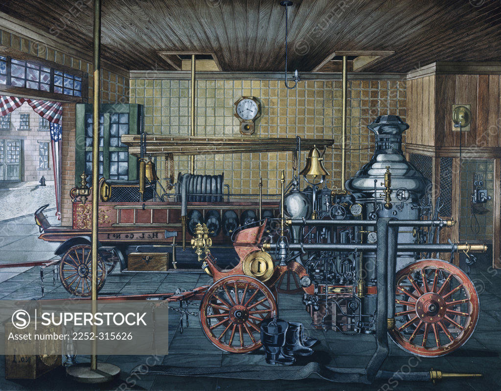 Stock Photo: 2252-315626 Fire House  ca. 1900 Artist Unknown 