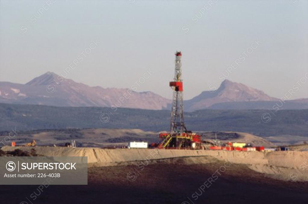 Stock Photo: 226-403B Oil rig on a landscape, Wyoming, USA
