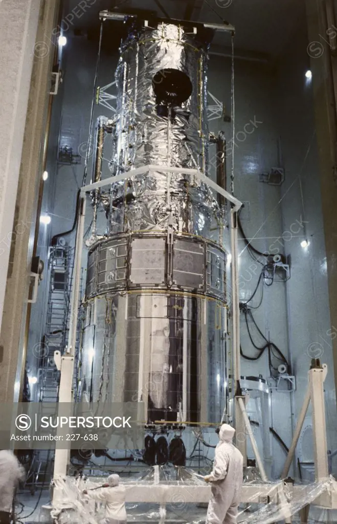 The Hubble Space Telescope During Thermal-Vacuum Testing (With Full Thermal Protective Coating & High-Gain Atenna).