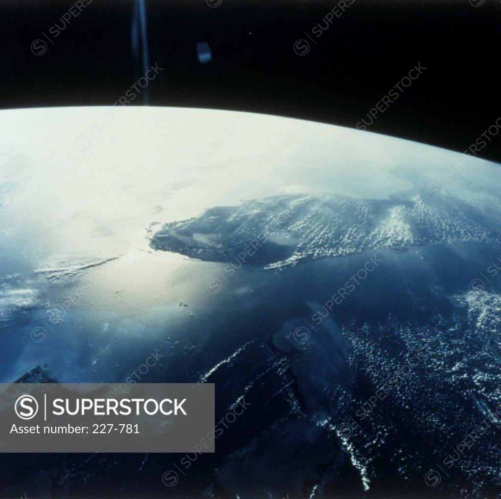 Stock Photo: 227-781 Satellite view of a city and a country on the Earth, Florida, Bahamas, USA