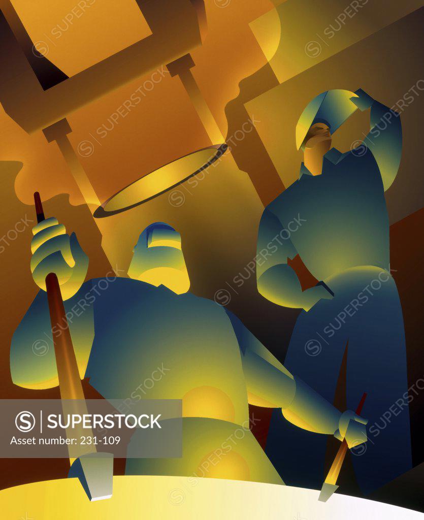 Stock Photo: 231-109 Steelworking  Charlie Hill (20th C./American) Computer Graphics 