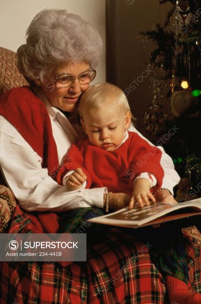 Stock Photo: 234-441B Senior woman with her grandchild reading a book