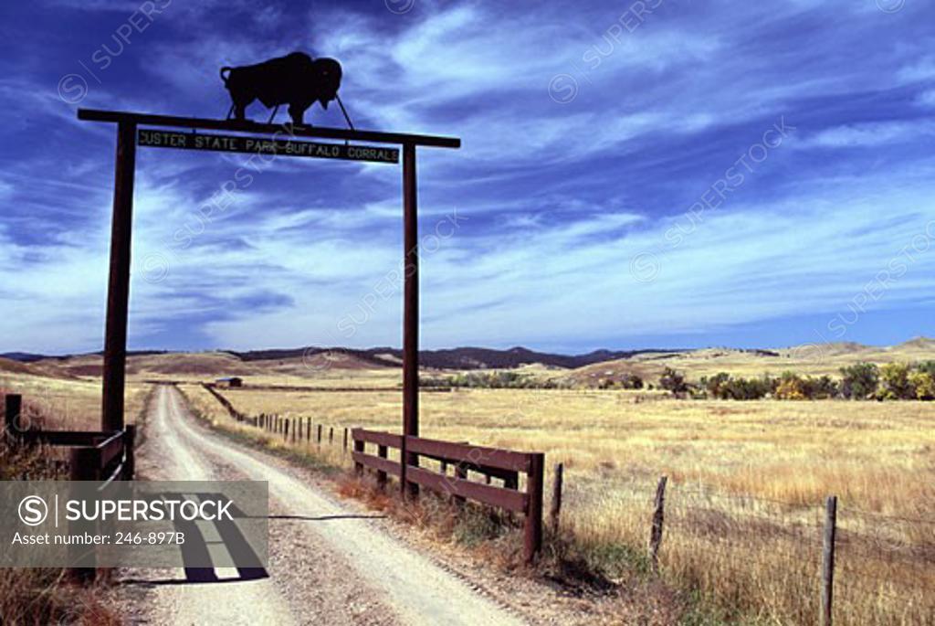 Stock Photo: 246-897B Buffalo Corrals Custer State Park South Dakota USA