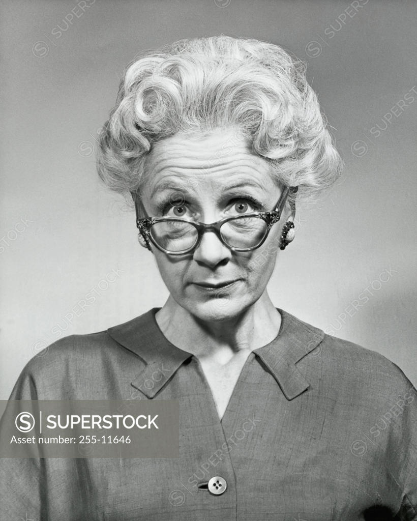 Stock Photo: 255-11646 Portrait of a senior woman staring