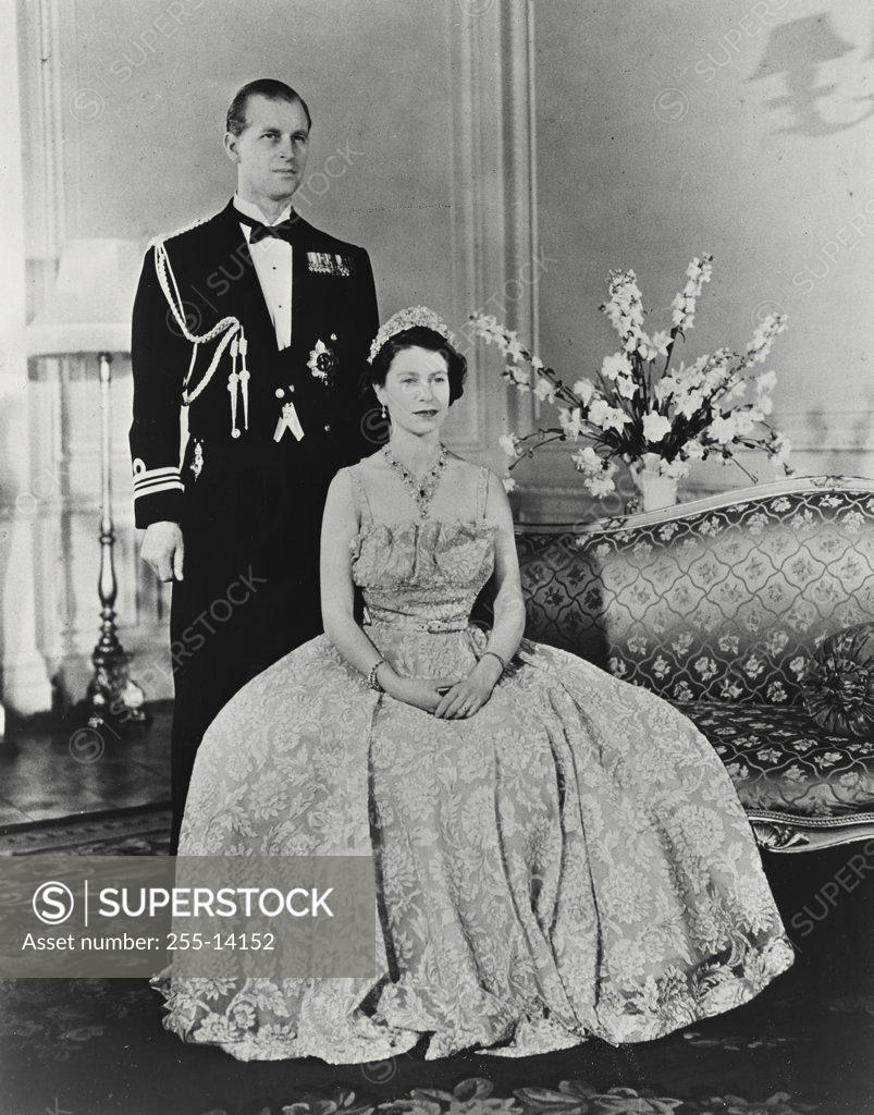 Stock Photo: 255-14152 Princess Elizabeth and The Duke of Edinburgh at Clarence House, London, England