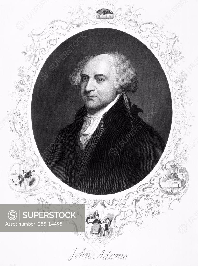 Stock Photo: 255-14495 Portrait of John Adams (1735-1826),  2nd president of the USA,  illustration