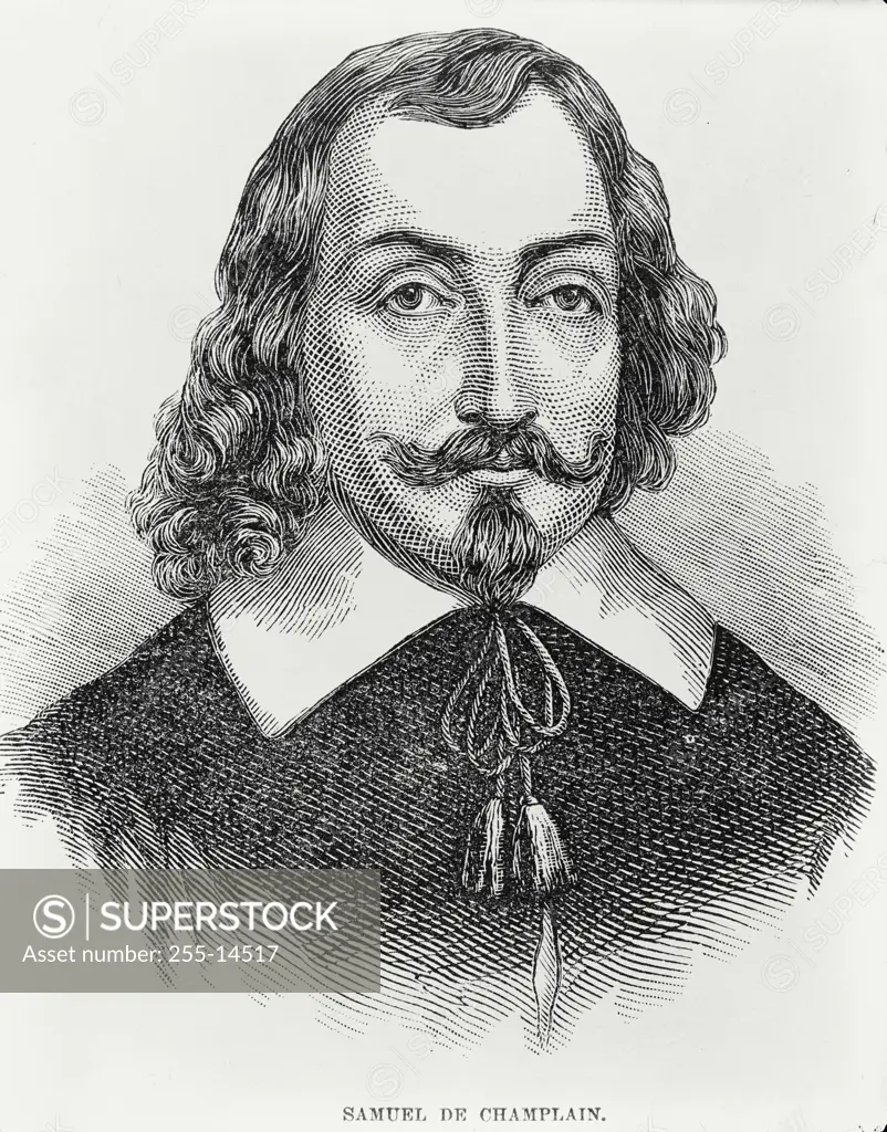 Portrait of Samuel de Champlain (1567-1633),  French navigator and builder of New France in America,  illustration