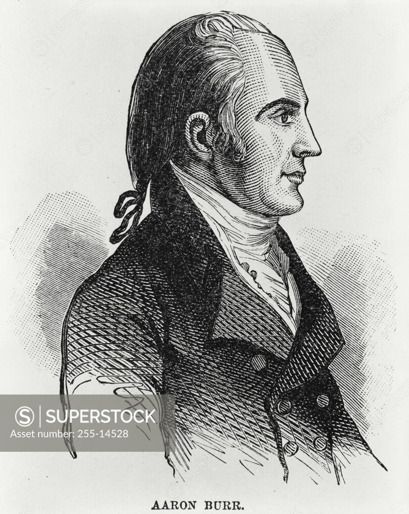 Stock Photo: 255-14528 Portrait of 3rd vice president of United States,  Aaron Burr (1756-1836),  illustration