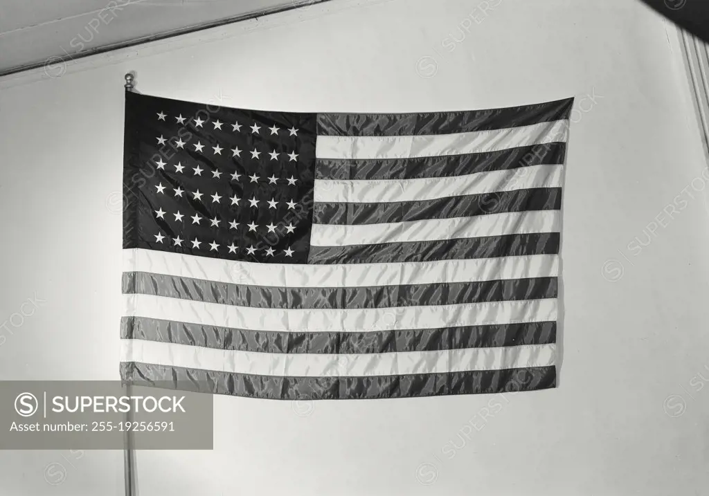 American Flag on white wall