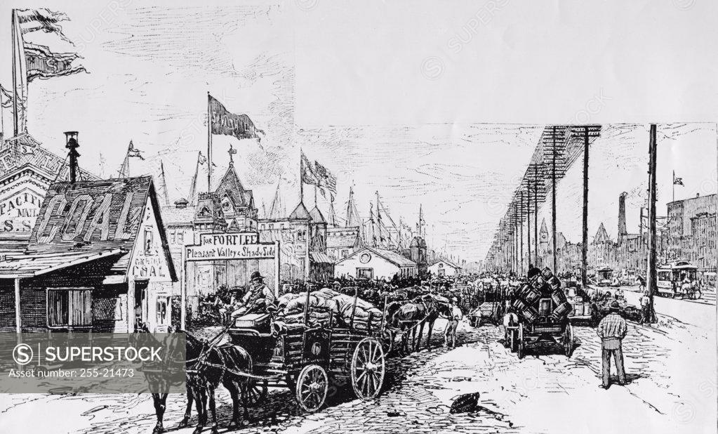 Stock Photo: 255-21473 New West Street,  1899,  illustration,  USA,  New York State,  New York City